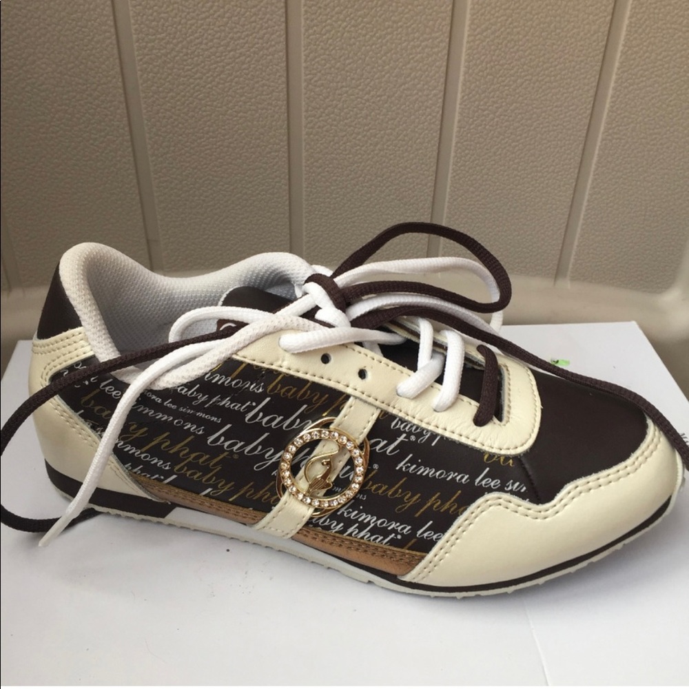 Baby Phat Logo Rhinestone Leather Sneakers